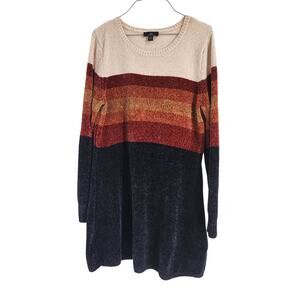 IN San Francisco Color Block Striped Sweater Dress Womens Size Extra Large XL